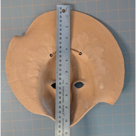 Handcrafted Terracotta Wall Mask Tribal Cactus Design Blue Accents - Picture 11 of 13